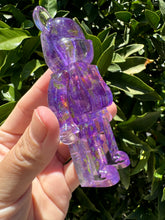 Load image into Gallery viewer, Shiny purple Yellow toy bear Handmade resin sculpture
