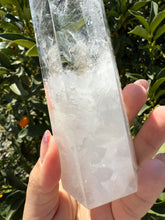 Load image into Gallery viewer, Clear Quartz Tower with Snowy Inclusions – Large Crystal Point Wand,A48
