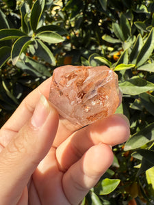 Red Mud Skeletal Quartz Crystal Point ,Petroleum Oil Quartz,#01