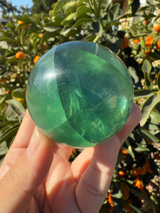 Natural Feather Fluorite Sphere , Snowflake Quartz Crystal Fluorite Ball