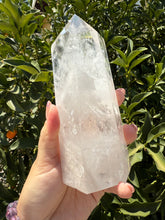 Load image into Gallery viewer, Clear Quartz Tower with Snowy Inclusions – Large Crystal Point Wand,A50
