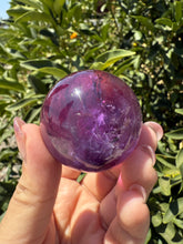Load image into Gallery viewer, Chevron Amethyst Sphere with Goethite Inclusions,Davis Effect, A65
