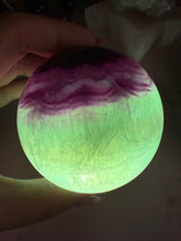 Load image into Gallery viewer, Green Purple Candy Fluorite Sphere, Rainbow Colourful Fluorite Crystal Ball,A115
