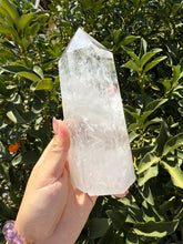 Load image into Gallery viewer, Clear Quartz Tower with Snowy Inclusions – Large Crystal Point Wand,A50
