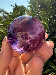 Chevron Amethyst Sphere with Goethite Inclusions,Davis Effect, A72