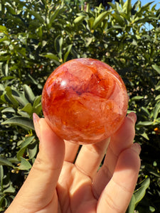 Vibrant Fire Quartz Crystal Sphere,Hematoid Quartz Red Orange Crystal Ball, A103