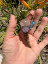 Load image into Gallery viewer, Deer Antler Crystal Wand,Black Tourmalinated Quartz Sphere Amethyst Wand
