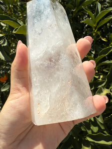 Clear Quartz Tower with Snowy Inclusions – Large Crystal Point Wand,A50
