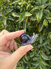 Load image into Gallery viewer, Mini Size Purple shiny stone Snail Handmade resin sculpture, Snail cute cool super kawaii decoration
