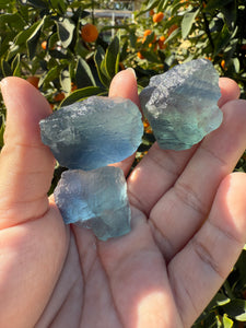 3pcs Fluorite Crystal Rough Bulk,High Quality Blue Fluorite-A