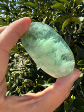Load image into Gallery viewer, Natural Feather Fluorite Palm Stone,Snowflake Quartz Fluorite Palm Stone,A180
