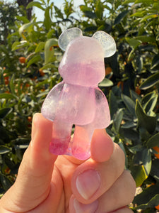 Natural Pink Candy Fluorite Bear Carving