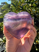Load image into Gallery viewer, Purple Fluorite Heart Dish,Crystal Trinket Tray,Carved Fluorite Heart Plate,B130

