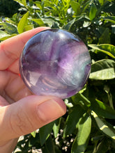 Load image into Gallery viewer, Purple Ribbon Candy Fluorite Sphere
