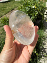 Load image into Gallery viewer, Natural Clear Quartz Palm Stone Healing Crystal Polished With Inclusions,A340
