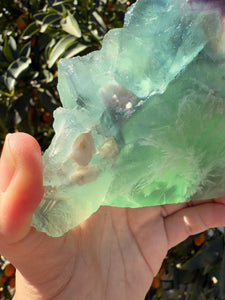 Large Blue and Purple Feather Fluorite Mineral Specimen -Snowflake Fluorite Slab