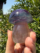 Load image into Gallery viewer, Large Natural Purple Green Fluorite Mushroom Crystal Fluorite Mushroom Sculpture
