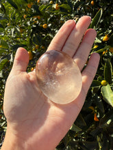Load image into Gallery viewer, Smoky Quartz Palm Stone | Clear to White Gradient Color | Polished Crystal A284
