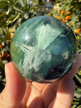 Load image into Gallery viewer, Natural Feather Fluorite Sphere , Snowflake Quartz Crystal Fluorite Ball
