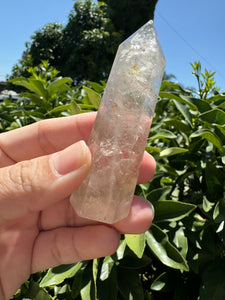 Shiny rainbow Clear Quartz Point  - Chunky Clear Quartz Mini Tower