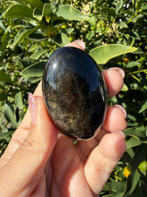 Load image into Gallery viewer, Gold Obsidian Palm Stone / Golden Obsidian / Chakra / Rocks and Minerals,A206
