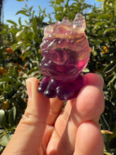 Load image into Gallery viewer, Yellow Purple Candy Fluorite Dancing Lion Carving,Fluorite Kirin
