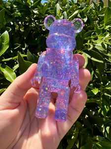 Shiny Mermaid glitter purple toy bear Handmade resin sculpture