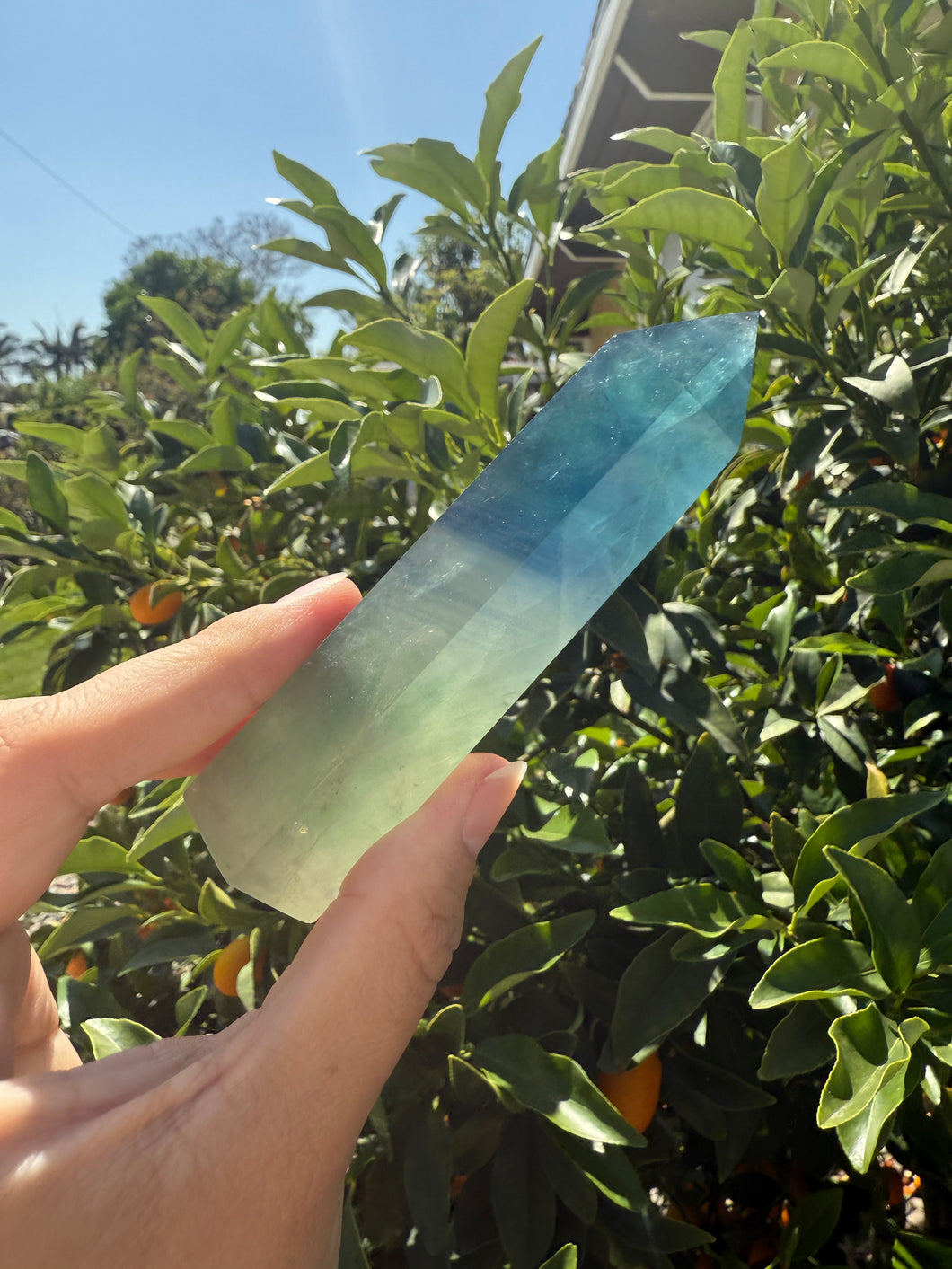 Blue Fluorite Crystal Tower Point/Fluorite Tower/Fluorite Generato,A79