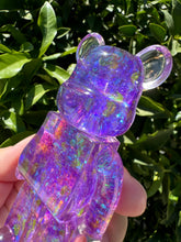 Load image into Gallery viewer, Shiny purple Yellow toy bear Handmade resin sculpture
