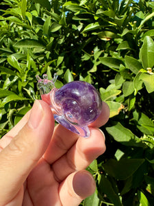 Mini Size Amethyst Snail Handmade resin sculpture