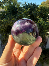 Load image into Gallery viewer, Dark purple Green Fluorite Crystal Ball
