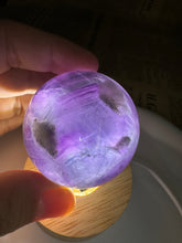 Load image into Gallery viewer, Purple Ribbon Candy Fluorite Sphere
