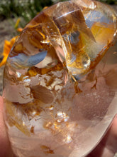 Load image into Gallery viewer, Natural Golden Healer Quartz Palm Stone,Natural Hematoid Quartz Crystal,A483
