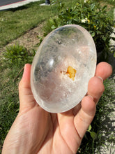 Load image into Gallery viewer, Natural Clear Quartz Palm Stone Healing Crystal Polished With Inclusions,A340
