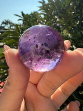 Load image into Gallery viewer, Chevron Amethyst Sphere with Goethite Inclusions,Davis Effect, A71
