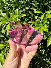 Load image into Gallery viewer, Yellow Purple Crystal Cluster Shiny Resin Oval Tray
