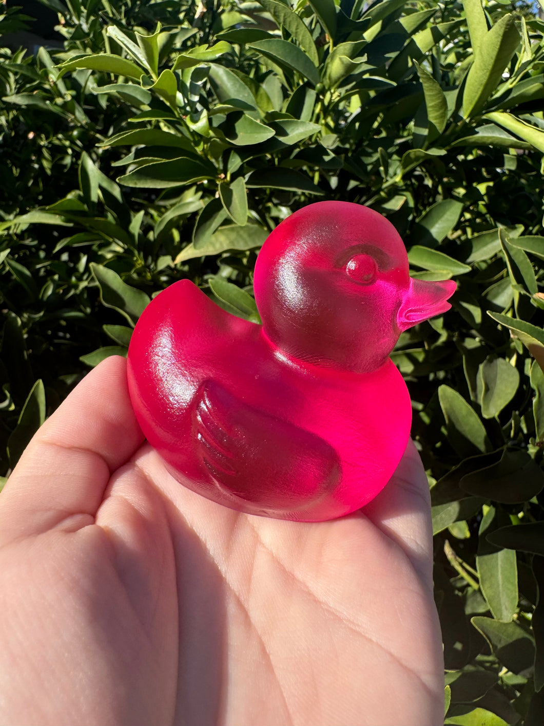 Large Resin cute clear pink duck Sculpture