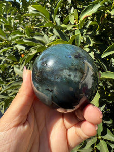Natural Labradorite Sphere – Flashy Blue Green Crystal Ball, A106