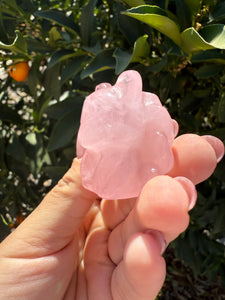 Rose Quartz Fox Crystal Carving - Rose quartz Nine tailed fox
