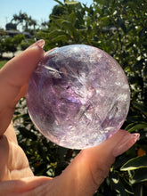 Load image into Gallery viewer, Natural Phantom Amethyst Crystal Sphere – Unique Purple Striped Amethyst,A62

