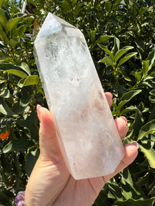 Clear Quartz Tower with Snowy Inclusions – Large Crystal Point Wand,A50