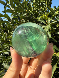 High Clarity Green Fluorite Sphere – Polished Crystal Ball, A104