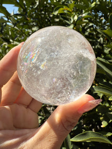 Rainbow Clear Quartz Crystal Sphere,Natural Healing Stone Ball,A117