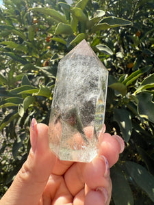 Garden Quartz Crystal Point Tower – Clear Quartz with Unique Inclusions, A82