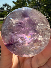 Load image into Gallery viewer, Natural Phantom Amethyst Crystal Sphere – Unique Purple Striped Amethyst,A62
