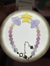 Load image into Gallery viewer, Handmade Fluorite Beaded Bracelet with Star and Wing Charms
