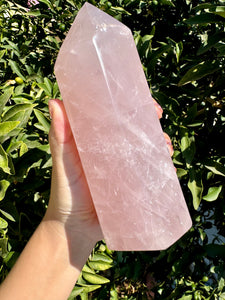 No perfect On Sale!Madagascar Large Rose Quartz Tower,Pink Crystal Point,1337g