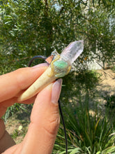 Load image into Gallery viewer, Handmade Pocket Deer Antler Veracruz Quartz Amethyst Crystal Wand Necklace
