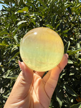 Load image into Gallery viewer, Lemon Yellow Candy Fluorite Sphere, Stunning Green Fluorite Ball,A113
