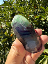 Load image into Gallery viewer, Natural Feather Fluorite Palm Stone,Snowflake Quartz Fluorite Palm Stone,A183
